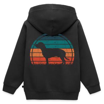 Hanovrien Hanover Sweat Dog Vintage Rétro - Sweat Premium à capuche zippé enfant bio - noir - Dos - AI Model Kid Male (0cm)