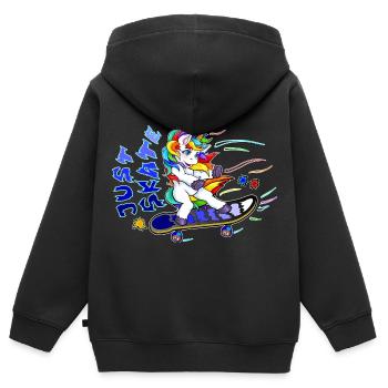 skating unicorn - Einhorn auf Skateboard - Kinder Premium Organic Zip Hoodie - Schwarz - Hinten - AI Model Kid Male (0cm)