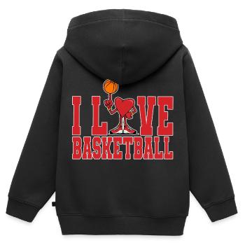 Ich liebe Basketball Ich liebe Basketball - Kinder Premium Organic Zip Hoodie - Schwarz - Hinten - AI Model Kid Male (0cm)