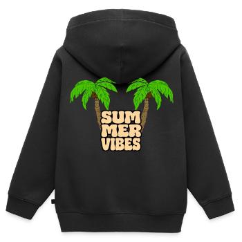 Palmiers Summervibes - Sweat Premium à capuche zippé enfant bio - noir - Dos - AI Model Kid Male (0cm)