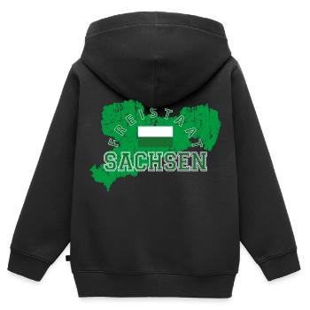 Sachsen - Kinder Premium Organic Zip Hoodie - Schwarz - Hinten - AI Model Kid Male (0cm)