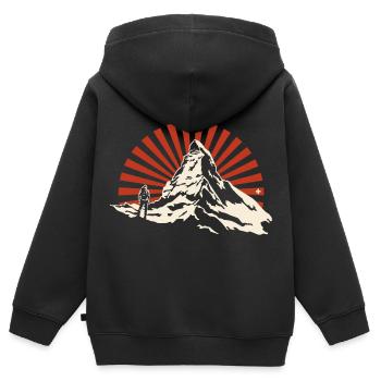 Matterhorn Schweiz Wandern Wanderung Andenken - Kinder Premium Organic Zip Hoodie - Schwarz - Hinten - AI Model Kid Male (0cm)