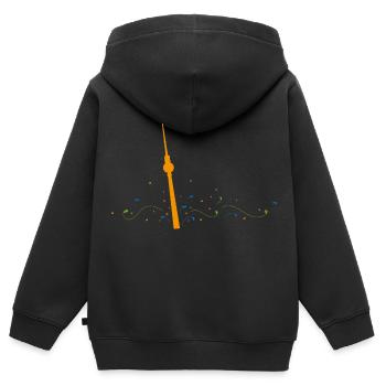 Tour de télévision Berlin | Berlin a le flux - Sweat Premium à capuche zippé enfant bio - noir - Dos - AI Model Kid Male (0cm)