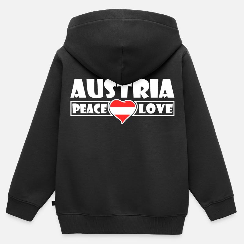 Autriche - Autriche - Sweat Premium à capuche zippé enfant bio - noir