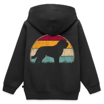 Schapendoes Hund Vintage Retro Sonnenaufgang - Kinder Premium Organic Zip Hoodie - Schwarz - Hinten - AI Model Kid Male (0cm)