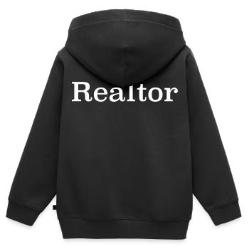 Immobilienmakler - Makler - Kinder Premium Organic Zip Hoodie - Schwarz - Hinten - AI Model Kid Male (0cm)