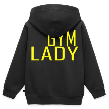 Gym Lady - Kinder Premium Organic Zip Hoodie - Schwarz - Hinten - AI Model Kid Male (0cm)
