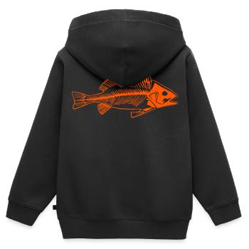 Rote Fischgräte, cooles Barsch als Gräte Deisgn - Kinder Premium Organic Zip Hoodie - Schwarz - Hinten - AI Model Kid Male (0cm)