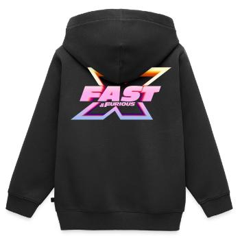 Fast and Furious 10 Logo Avec X Multicolore - Sweat Premium à capuche zippé enfant bio - noir - Dos - AI Model Kid Male (0cm)