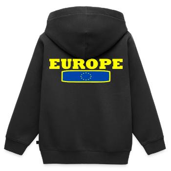 Europa - Kinder Premium Organic Zip Hoodie - Schwarz - Hinten - AI Model Kid Male (0cm)