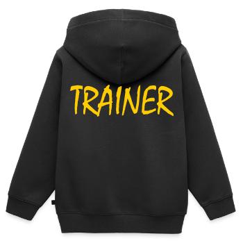 TRAINER - Kinder Premium Organic Zip Hoodie - Schwarz - Hinten - AI Model Kid Male (0cm)
