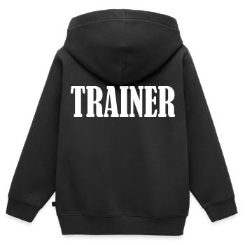 Trainer - Kinder Premium Organic Zip Hoodie - Schwarz - Hinten - AI Model Kid Male (0cm)
