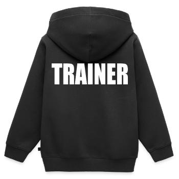 Trainer - Kinder Premium Organic Zip Hoodie - Schwarz - Hinten - AI Model Kid Male (0cm)
