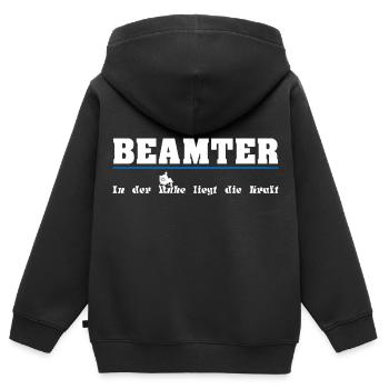 beamter - In der Ruhe liegt die Kraft - Kinder Premium Organic Zip Hoodie - Schwarz - Hinten - AI Model Kid Male (0cm)
