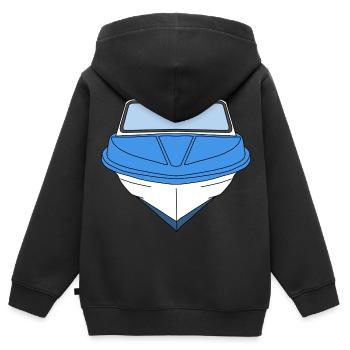 Bateau GDR Ibis Dessin Ossi Est Ostalgie - Sweat Premium à capuche zippé enfant bio - noir - Dos - AI Model Kid Male (0cm)