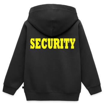 Sécurité - Sweat Premium à capuche zippé enfant bio - noir - Dos - AI Model Kid Male (0cm)