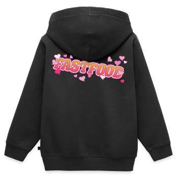 Restauration rapide avec des cœurs, j’adore la restauration rapide - Sweat Premium à capuche zippé enfant bio - noir - Dos - AI Model Kid Male (0cm)