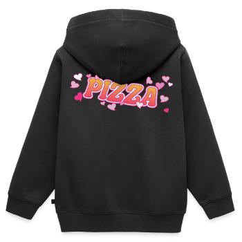 Currywurst cool avec motif de cœurs roses - Sweat Premium à capuche zippé enfant bio - noir - Dos - AI Model Kid Male (0cm)