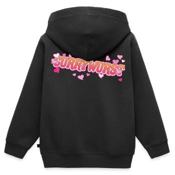 Currywurst cool avec motif de cœurs roses - Sweat Premium à capuche zippé enfant bio - noir - Dos - AI Model Kid Male (0cm)