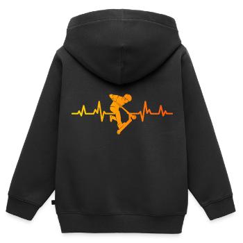 Stunt Scooter Tricks Pulslinie Tretroller - Kinder Premium Organic Zip Hoodie - Schwarz - Hinten - AI Model Kid Male (0cm)