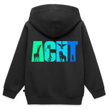8. Geburtstag Junge 8 Jahre Afrika Wildtiere - Kinder Premium Organic Zip Hoodie - Schwarz - Hinten - AI Model Kid Male (0cm)