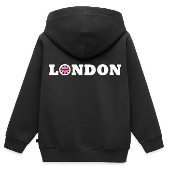Londres - Sweat Premium à capuche zippé enfant bio - noir - Dos - AI Model Kid Male (0cm)