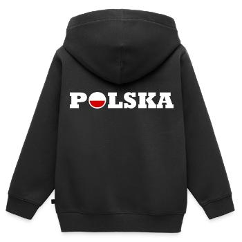 Polen - Kinder Premium Organic Zip Hoodie - Schwarz - Hinten - AI Model Kid Male (0cm)