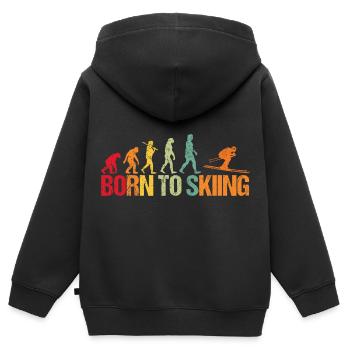 Evolution of Skiing - Kids Premium Organic Zip-up Hoodie - black - Back - AI Model Kid Male (0cm)