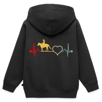 Westernreiten Western Herzschlag für Westernreiter - Kinder Premium Organic Zip Hoodie - Schwarz - Hinten - AI Model Kid Male (0cm)
