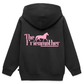 Friesenpferd Friesen Friese Pferd Mama Mom Pink - Kinder Premium Organic Zip Hoodie - Schwarz - Hinten - AI Model Kid Male (0cm)