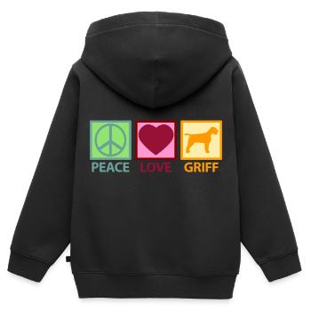 Griffon Korthal’s Pointing Dog Mama Maman Paix Amour - Sweat Premium à capuche zippé enfant bio - noir - Dos - AI Model Kid Male (0cm)