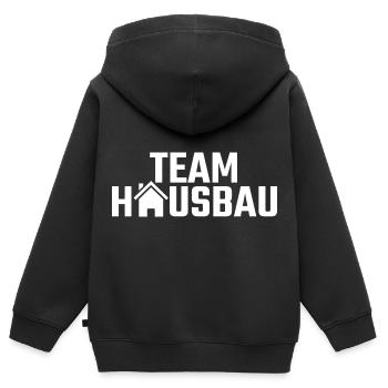 Team Hausbau - Kinder Premium Organic Zip Hoodie - Schwarz - Hinten - AI Model Kid Male (0cm)