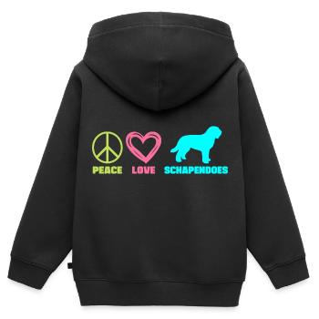 Schapendoes Hund Mama Frauchen Peace Love Spruch - Kinder Premium Organic Zip Hoodie - Schwarz - Hinten - AI Model Kid Male (0cm)