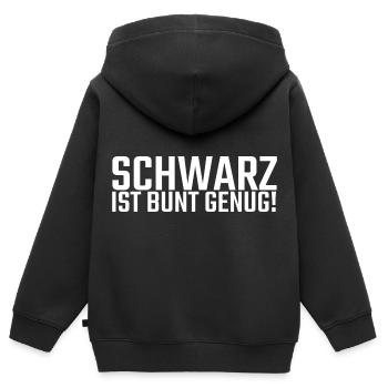 schwarz ist bunt genug - Kinder Premium Organic Zip Hoodie - Schwarz - Hinten - AI Model Kid Male (0cm)