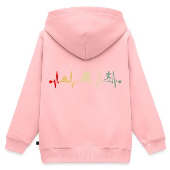 Triathlon Herzschlag Heartbeat Vintage - Kinder Premium Organic Zip Hoodie - Rosa - Hinten - AI Model Kid Female (0cm)