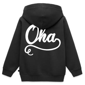 Oha Mundart Dialekt - Kinder Premium Organic Zip Hoodie - Schwarz - Hinten - AI Model Kid Male (0cm)