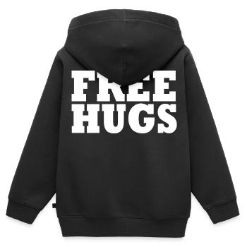 Free Hugs - Sweat Premium à capuche zippé enfant bio - noir - Dos - AI Model Kid Male (0cm)