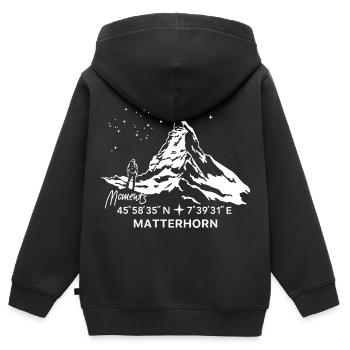 Matterhorn Bergsteigen Wandern Klettern Andenken - Kinder Premium Organic Zip Hoodie - Schwarz - Hinten - AI Model Kid Male (0cm)
