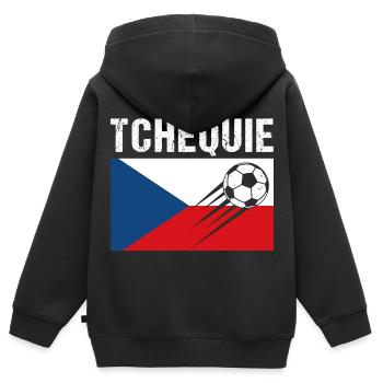 Tschechische Flagge Fußball Tschechisches Fußball Geschenk - Kinder Premium Organic Zip Hoodie - Schwarz - Hinten - AI Model Kid Male (0cm)