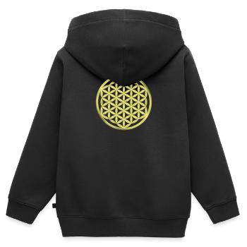 Fleur de vie / Fleur de vie / Fleur de vie - Sweat Premium à capuche zippé enfant bio - noir - Dos - AI Model Kid Male (0cm)