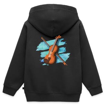 Musik Instrument Geige Violinist Geschenk - Kinder Premium Organic Zip Hoodie - Schwarz - Hinten - AI Model Kid Male (0cm)