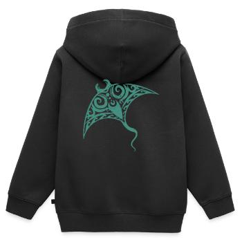 Raie raie raie maori - Sweat Premium à capuche zippé enfant bio - noir - Dos - AI Model Kid Male (0cm)