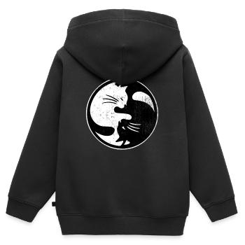 Cadeau d'énergie de balance de chat Fengshui Yin Yang - Sweat Premium à capuche zippé enfant bio - noir - Dos - AI Model Kid Male (0cm)