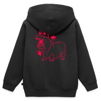 Nilpferd Brüllen - Kinder Premium Organic Zip Hoodie - Schwarz - Hinten - AI Model Kid Male (0cm)