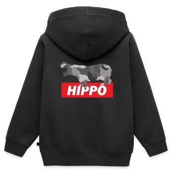 hippo - Kids Premium Organic Zip-up Hoodie - black - Back - AI Model Kid Male (0cm)
