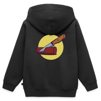 bratwurst sausage - Kinder Premium Organic Zip Hoodie - Schwarz - Hinten - AI Model Kid Male (0cm)