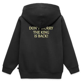 Der König ist wieder da - Kinder Premium Organic Zip Hoodie - Schwarz - Hinten - AI Model Kid Male (0cm)