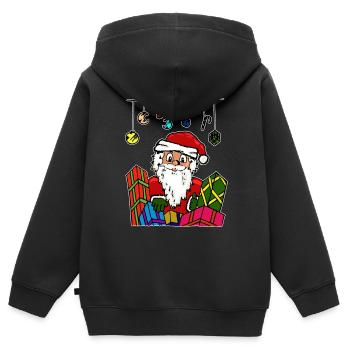 Chemise cadeau Père Noël Nicolas - Sweat Premium à capuche zippé enfant bio - noir - Dos - AI Model Kid Male (0cm)