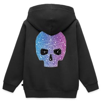 Tête de mort galactique - Sweat Premium à capuche zippé enfant bio - noir - Dos - AI Model Kid Male (0cm)
