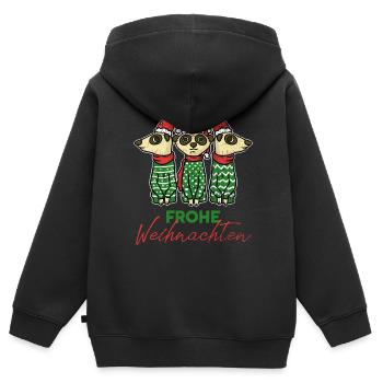 Clan Suricate Noël Père Noël - Sweat Premium à capuche zippé enfant bio - noir - Dos - AI Model Kid Male (0cm)